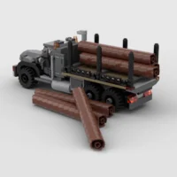 the back of MOC 92555 - Vintage Logging Truck(LEGO Alternative Bricks) is loaded