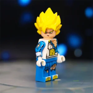 Minifigure - Vegeta Super Saiyan wearing battle-damaged Saiyan armor (LEGO Alternative)