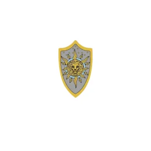 Custom Piece – gold lion's head surrounded by sun round shield – 3D Print for LEGO