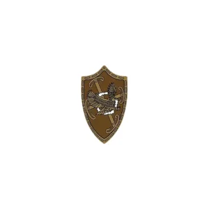 Custom Piece – round shield bronze or brown color with a gold eagle and swords emblem – 3D Print for LEGO