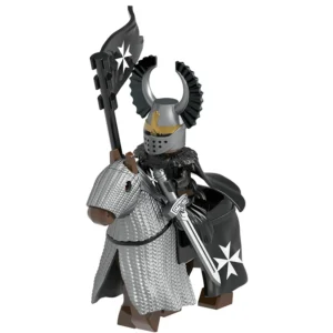 Minifigure Elite Knight Hospitaller mounted on a barded warhorse LEGO Alternative