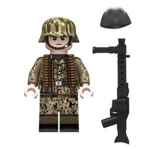 Minifigure – German Waffen SS machine gunner mid to late World War II era (LEGO Alternative)