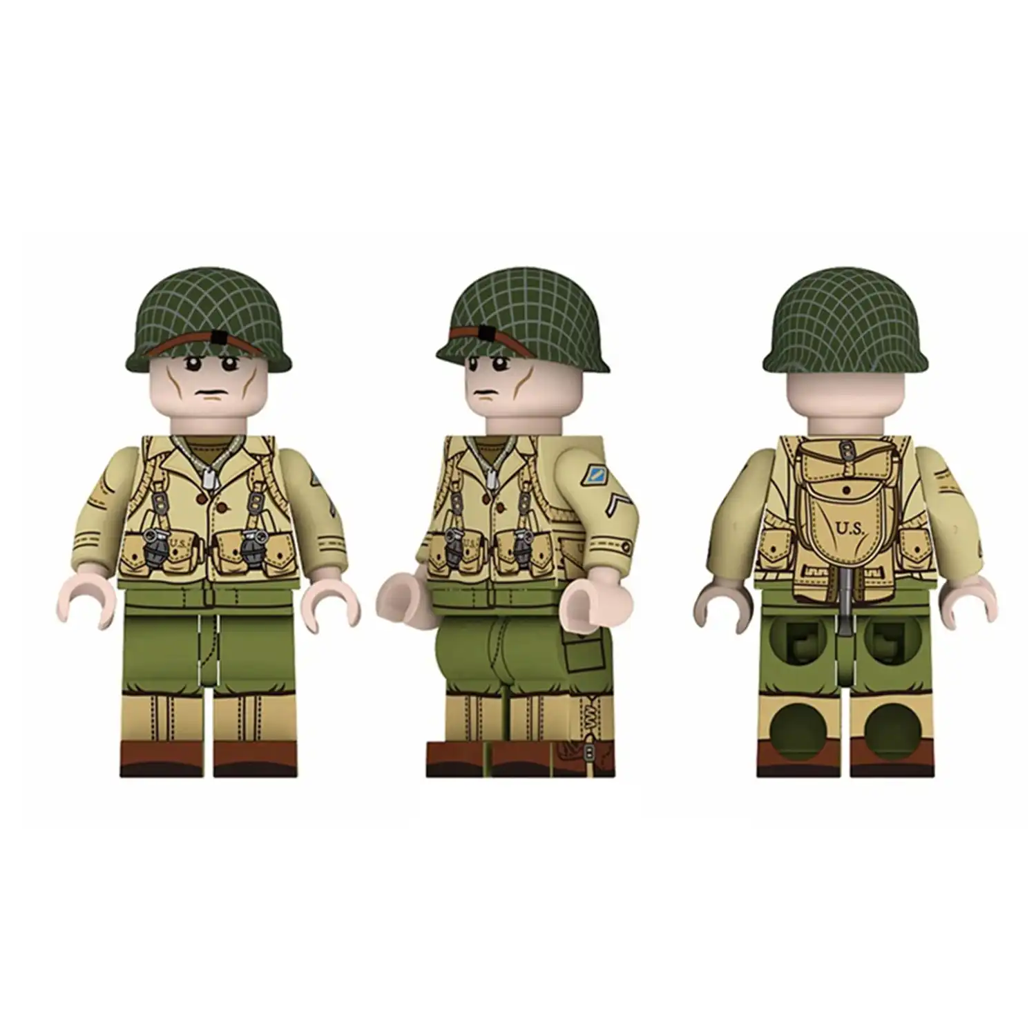 Minifigure – United States Army Soldier General Infantryman World War II era (LEGO Alternative)