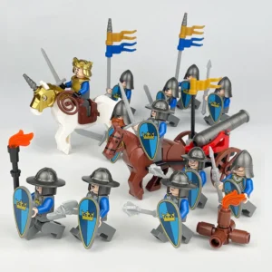 Minifigure – medieval knights with horses and a cannon carriage (LEGO Alternative)